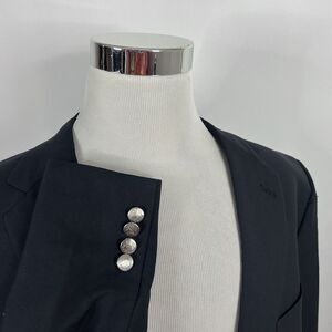 Hart Schaffner Marx 48R Blazer 100% Wool Dark Navy Silver Two Button Vented